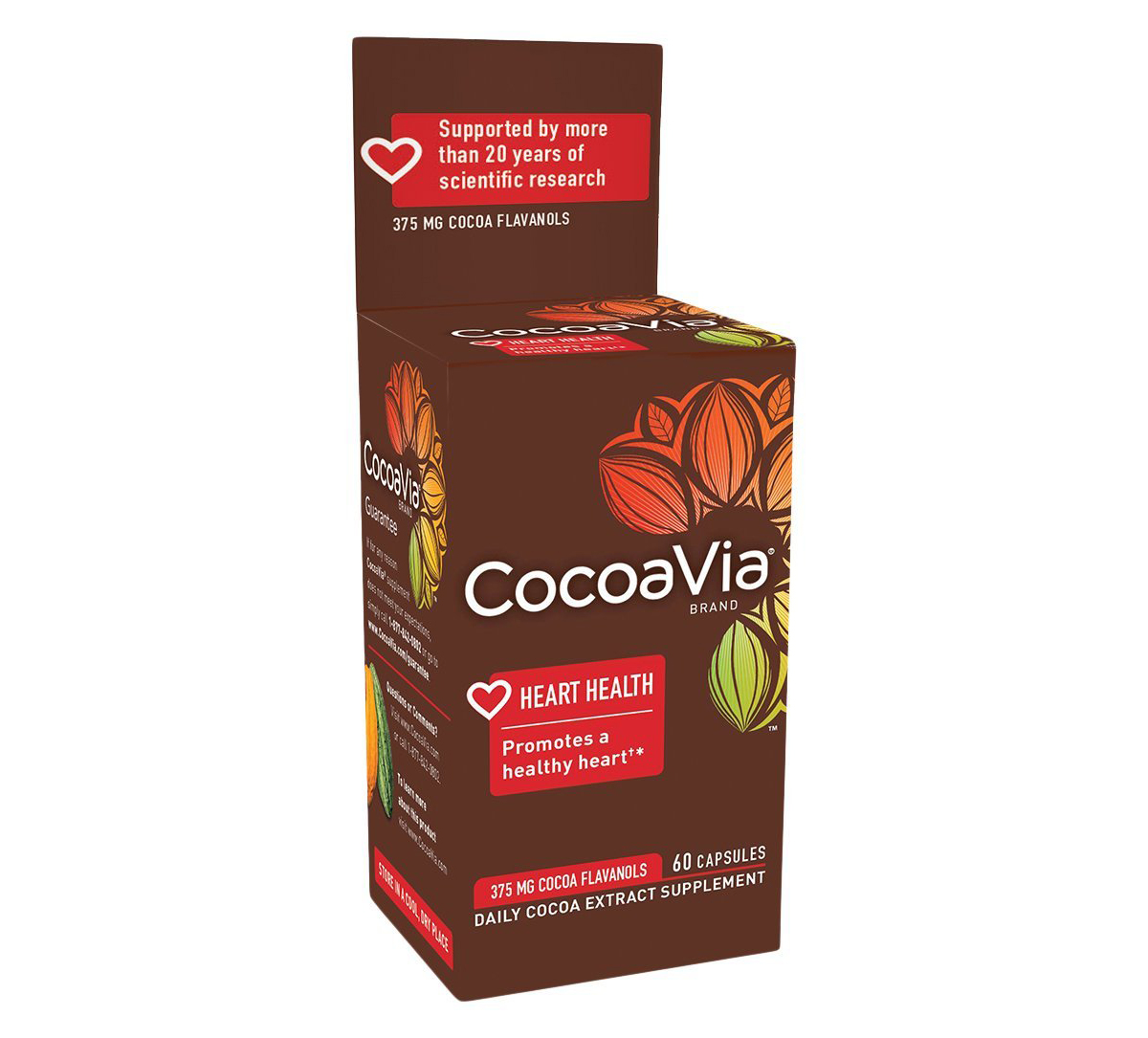 CocoaVia Daily Cocoa Extract Supplement, 60 Count 375mg