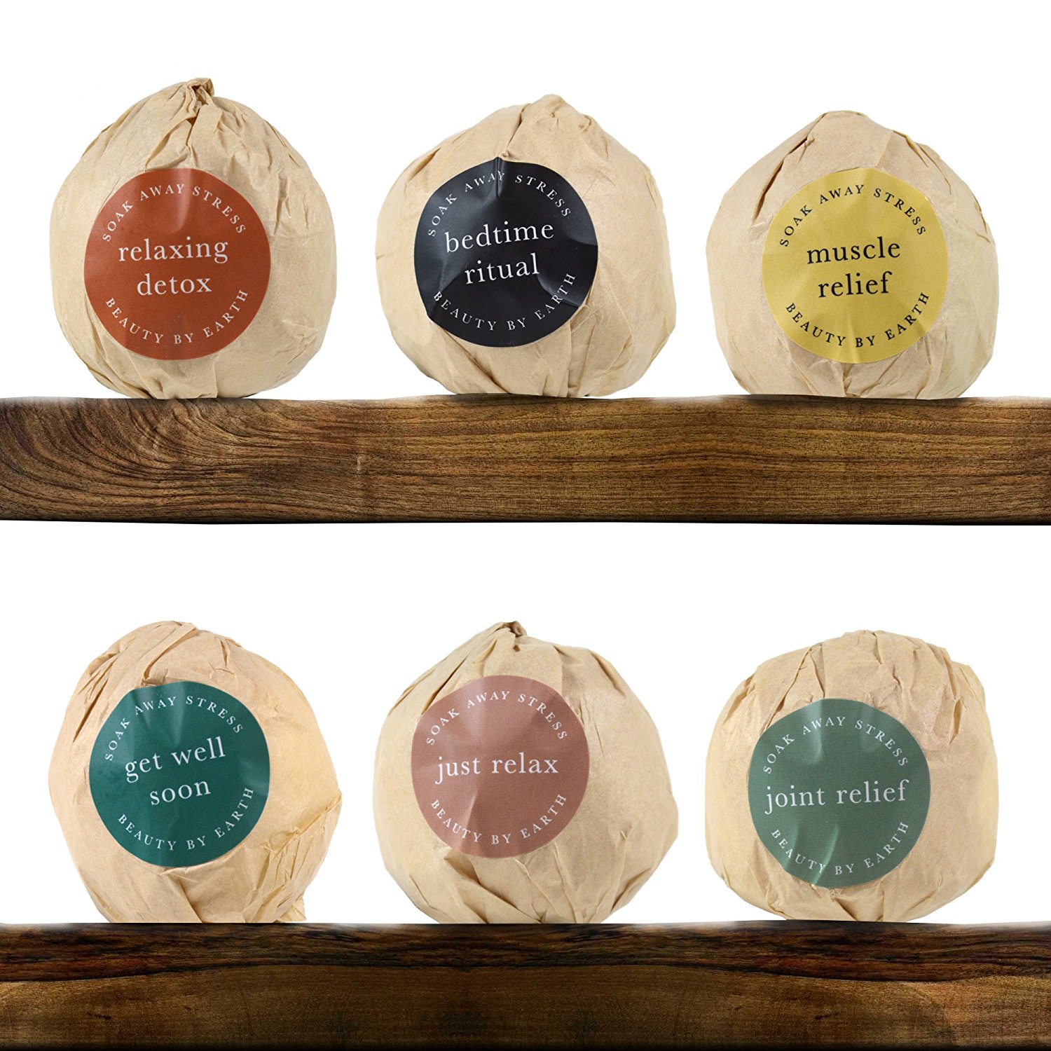 6 salt balls with labels